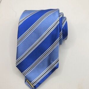 Vtg Countess Mara Mens Tie Classic Blue Striped Tie 58.8” X 3.9”